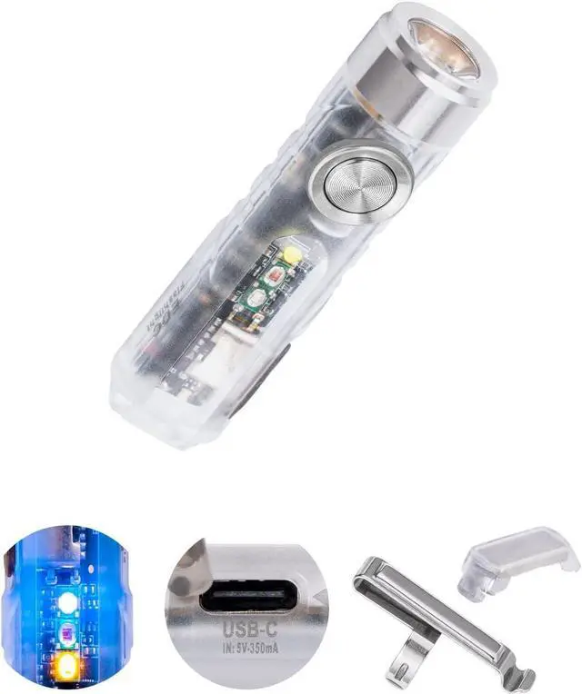 Main image of RovyVon 4th USB-C Aurora A8 EDC Flashlight, 6500K LED Max 650 Lumen, Momentary On Keychain Light with Magnetic Clip/Base, Lock Mode, for Checking Outdoor(365nm/Red/White)