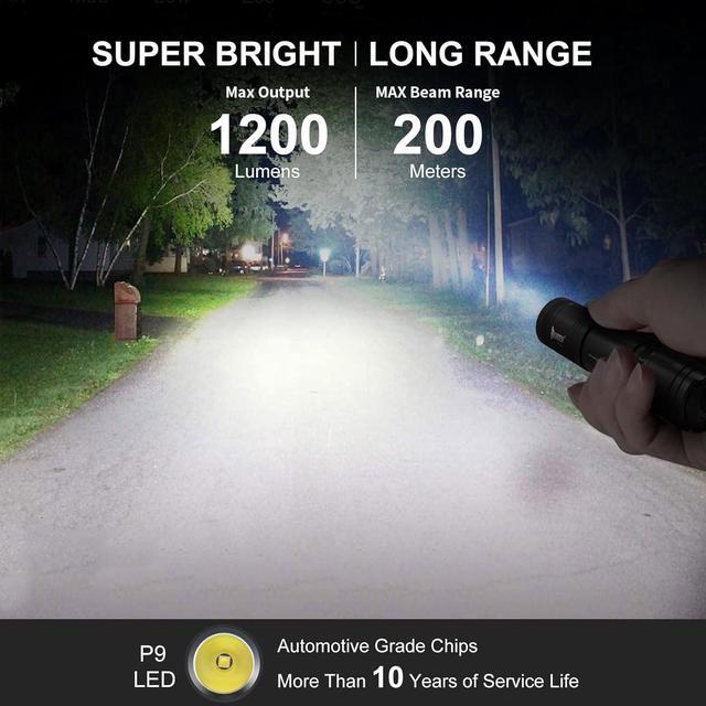 Alt view image 2 of 7 - WUBEN L50 Rechargeable Flashlights, USB tactical flashlights 1200 high lumens, Super Bright IP68 Waterproof LED flashlights, EDC Pocket Flashlights 5 Modes for Emergency, Rescue, Inspection, Hunting