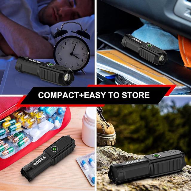 Alt view image 6 of 6 - USB Rechargeable Flashlight - Small & Bright LED Mini Flashlights, High Lumens, 4 Modes, Zoomable, The Size of Pocket Gifts for Kids (4 Pack)