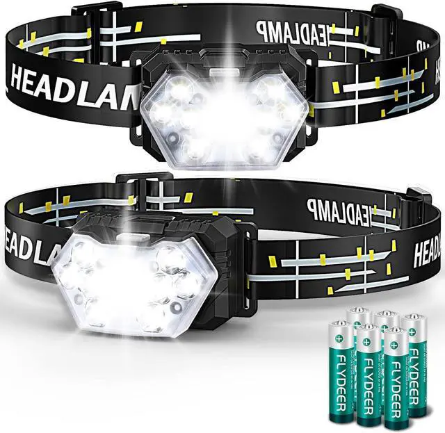 Main image of 2000 Lumen 9 LED Headlamp 2 Pack Ultra Bright Head Lamp with 6 Modes IPX5 Waterproof Head Light Lightweight Head Flashlight for Running Night-Walking Camping 6 AAA Batteries Included