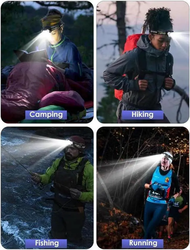Alt view image 7 of 7 - 2000 Lumen 9 LED Headlamp 2 Pack Ultra Bright Head Lamp with 6 Modes IPX5 Waterproof Head Light Lightweight Head Flashlight for Running Night-Walking Camping 6 AAA Batteries Included
