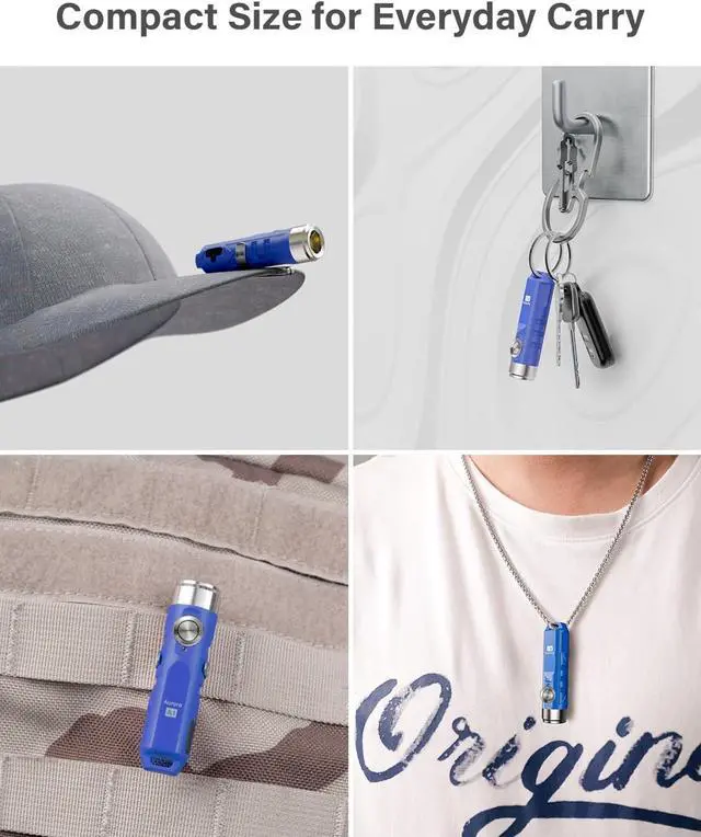 Alt view image 6 of 6 - RovyVon Aurora A1 G4 USB C Rechargeable Mini EDC Flashlight, Small Bright Keychain Flashlight 650 High Lumens, EDC Gadget with Clip for Camping, Hiking, Emergencies (Blue)