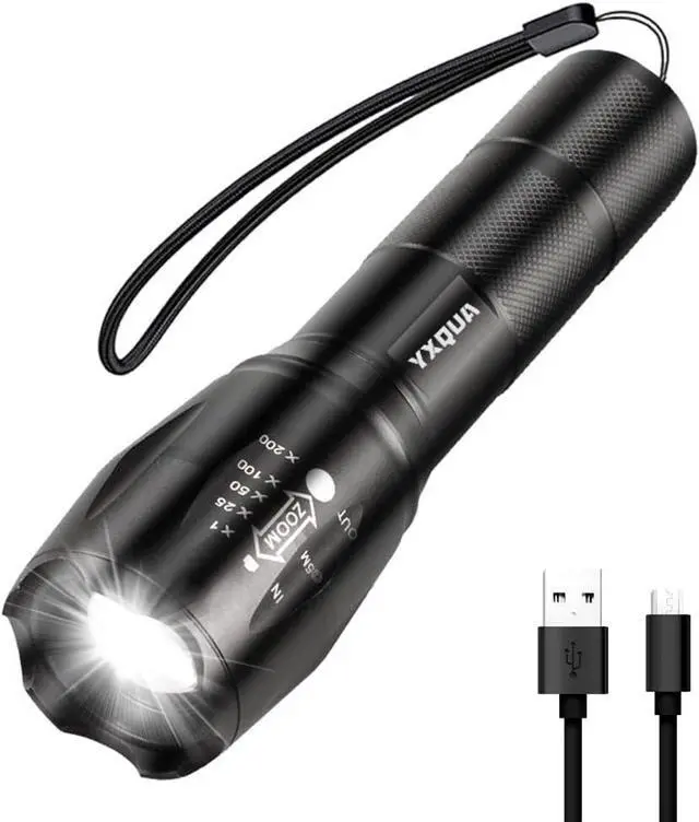 Main image of USB Rechargeable Flashlights, 8381 High Lumens Lights, 3 Modes, Zoomable & Waterproof Super Bright Flash Light for Camping, Hiking, Emergency Hurricane(5.1 in)