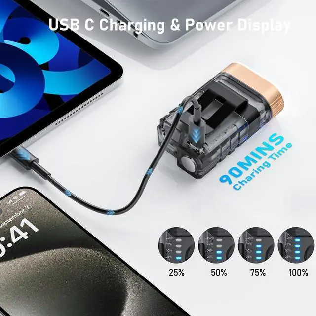 Alt view image 3 of 6 - LED Small Powerful EDC Flashlight, 365nm UV Black Light, Mini Led Flashlight 1500 LM, USB C Rechargeable Mini Keychain Flash Light with Clip, Tail Magnet, 9 Modes, Waterproof Pocket Flashlights 2 PC