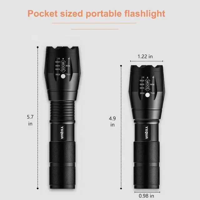 Alt view image 4 of 7 - USB Rechargeable Flashlights, 8381 High Lumens Lights, 3 Modes, Zoomable & Waterproof Super Bright Flash Light for Camping, Hiking, Emergency Hurricane(5.1 in)