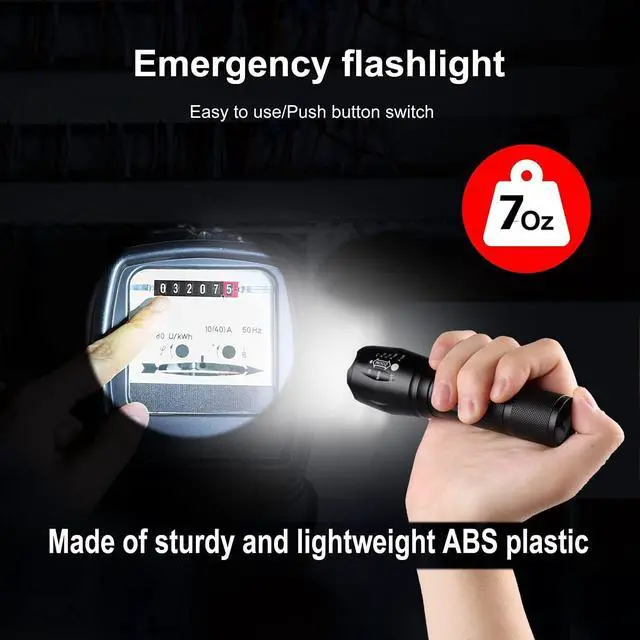 Alt view image 6 of 7 - USB Rechargeable Flashlights, 8381 High Lumens Lights, 3 Modes, Zoomable & Waterproof Super Bright Flash Light for Camping, Hiking, Emergency Hurricane(5.1 in)