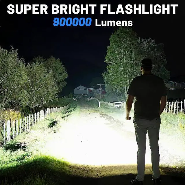 Alt view image 2 of 7 - Rechargeable 900,000 High Lumens Flashlights, Super Bright LED Flash Light as Powerbank with 5 Light Modes & IPX6 Waterproof, 5000mAh,12 Hours Long Life for Home, Camping, Outdoor