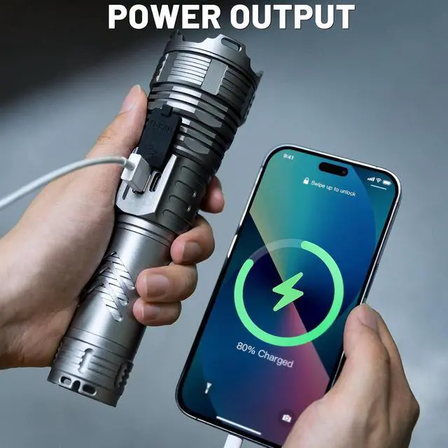 Alt view image 5 of 7 - Rechargeable 900,000 High Lumens Flashlights, Super Bright LED Flash Light as Powerbank with 5 Light Modes & IPX6 Waterproof, 5000mAh,12 Hours Long Life for Home, Camping, Outdoor