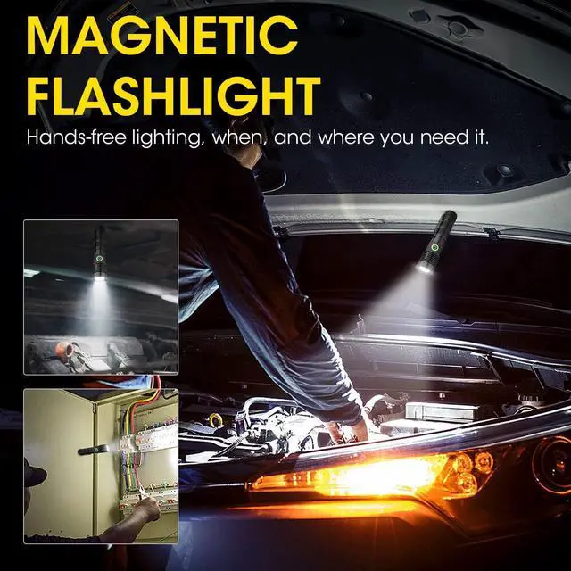 Alt view image 3 of 7 - Rechargeable Flashlight High Lumens 12000 High Lumens Super Bright Magnetic Flash Light 1500 Meter Long-Range Zoomable LED Flashlights for Emergency Searching Waterproof Flashlight Dimmable