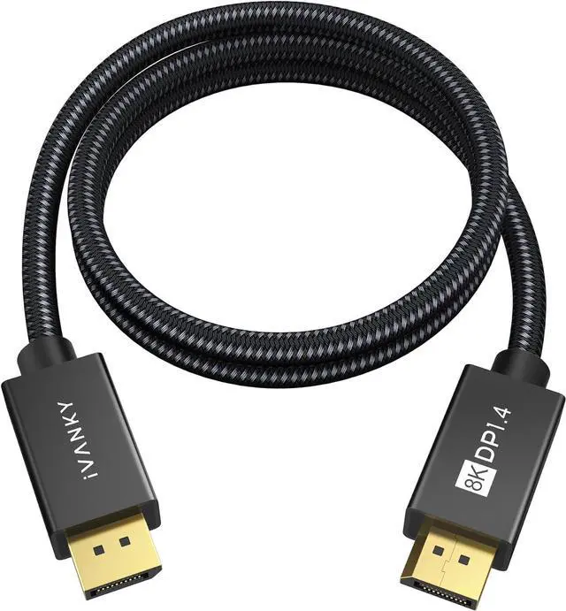 Main image of IVANKY 8K DisplayPort Cable 1.4 3ft, Short DP Cable 3.3ft, [8K@60Hz, 4K@144Hz, 1080P@240Hz], Support HBR3, 32.4Gbps, HDCP 2.2, HDR, Compatible for Gaming Monitor, TV, PC, Laptop, 3090 Graphics .etc