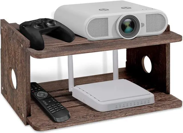 Main image of Floating Projector Shelf Rack Router Shelf Wall Mount Holder TV Stand WiFi Router Storage Box Modem Cable Box Cover Hider TV Shelf for Xbox Projector DVD Players Games Consoles TV Accessories