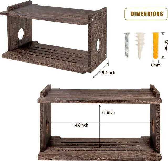 Alt view image 3 of 6 - Floating Projector Shelf Rack Router Shelf Wall Mount Holder TV Stand WiFi Router Storage Box Modem Cable Box Cover Hider TV Shelf for Xbox Projector DVD Players Games Consoles TV Accessories