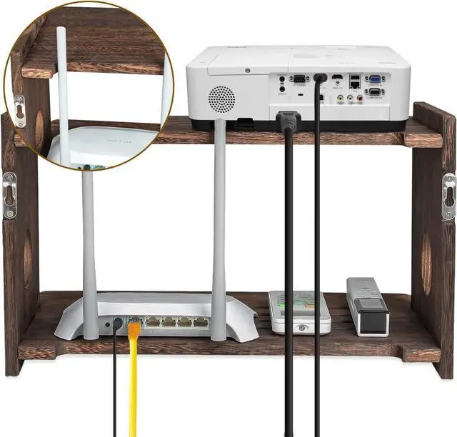 Alt view image 5 of 6 - Floating Projector Shelf Rack Router Shelf Wall Mount Holder TV Stand WiFi Router Storage Box Modem Cable Box Cover Hider TV Shelf for Xbox Projector DVD Players Games Consoles TV Accessories