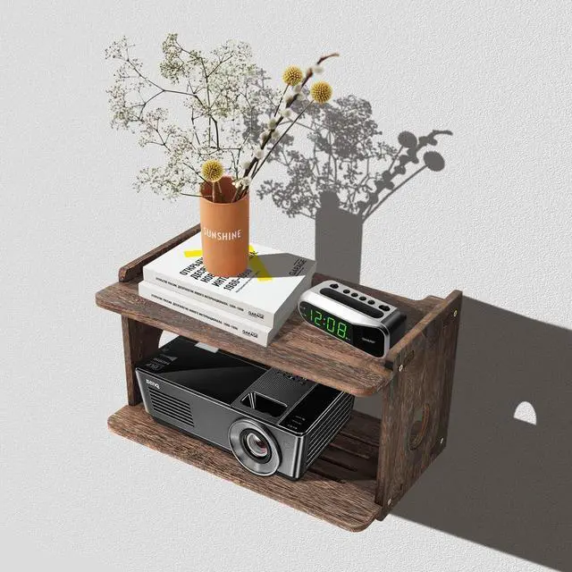 Alt view image 4 of 6 - Floating Projector Shelf Rack Router Shelf Wall Mount Holder TV Stand WiFi Router Storage Box Modem Cable Box Cover Hider TV Shelf for Xbox Projector DVD Players Games Consoles TV Accessories