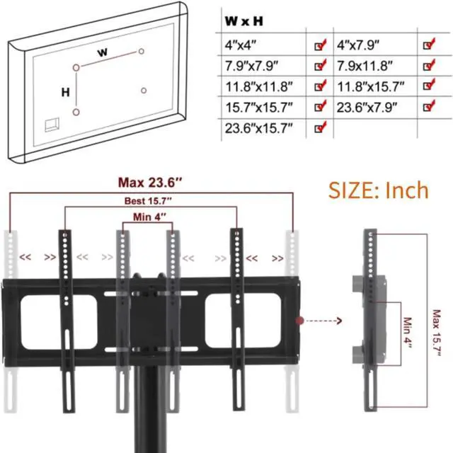 Alt view image 6 of 7 - Swivel Corner Floor TV Stand with Mount for 32 37 43 47 50 55 60 65 inch Flat Curved Screen TVs, Adjustable 3-Tier Tempered Glass Storage Television Stand with Cable Management, Max VESA 600X400mm