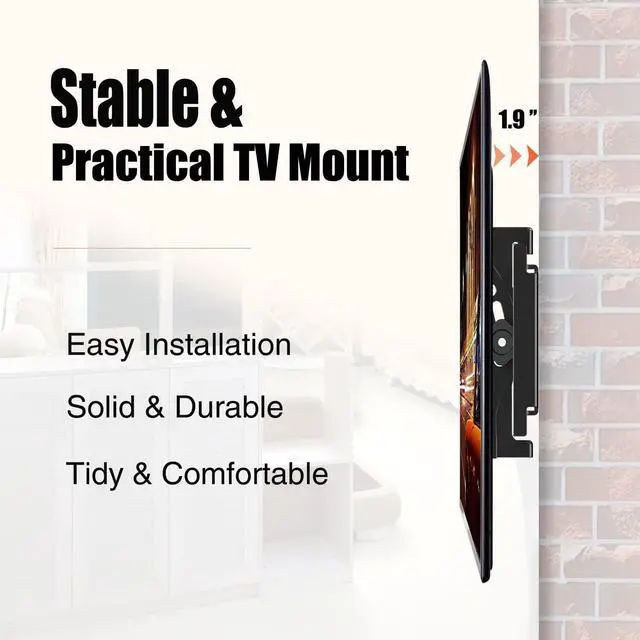 Alt view image 3 of 7 - Tilt TV Mount for Most 14-42 Inches Flat Curved Screen TVs and Monitor, Fit 22 24 27 32 39 40" Universal Slim Profile Wall Mount Bracket Loading 55lbs, Max VESA 250x210mm, Small TV Wall Mount