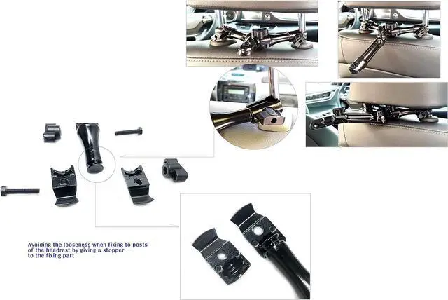 Alt view image 3 of 7 - Headrest Mount Bracket for TV & Monitor : All Sturdy Short Length Y-Shaped Metal Supports Added one More 95 mm Joint and Lift Off Type VESA Standard Steel Plate : Easy to Insert and Remove Way