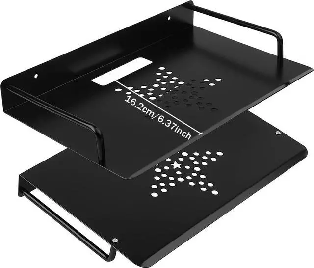 Alt view image 4 of 7 - Alumimum Alloy Wall Mount Shelf Bracket for TV Accessories WiFi Router TV Box Set Top Box (Black, 11.2'' x 8.2'')