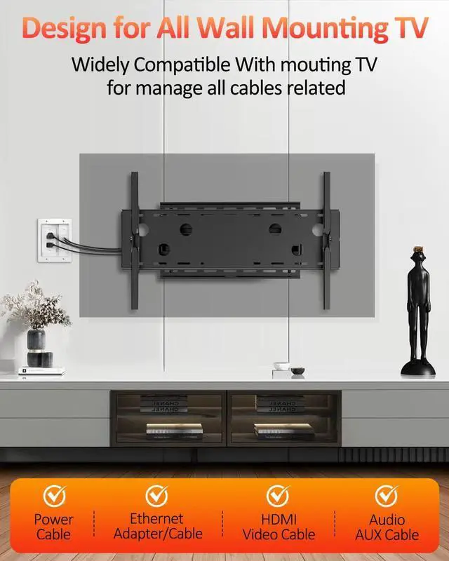 Alt view image 2 of 7 - Elecpow in Wall Cable Management Kit, Hide TV Power Cables & Low Voltage Wires Behind The Wall, Recessed Outlet for Wall Mounting TV