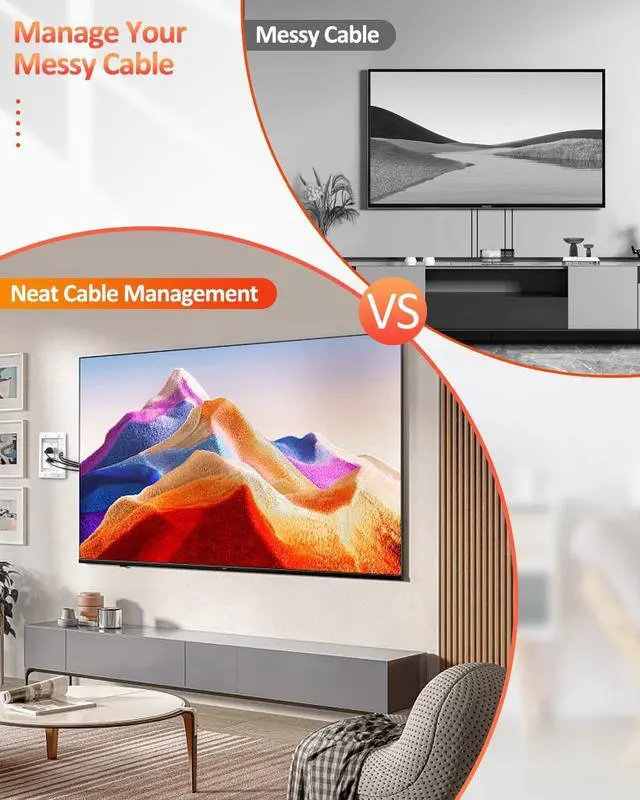 Alt view image 5 of 7 - Elecpow in Wall Cable Management Kit, Hide TV Power Cables & Low Voltage Wires Behind The Wall, Recessed Outlet for Wall Mounting TV