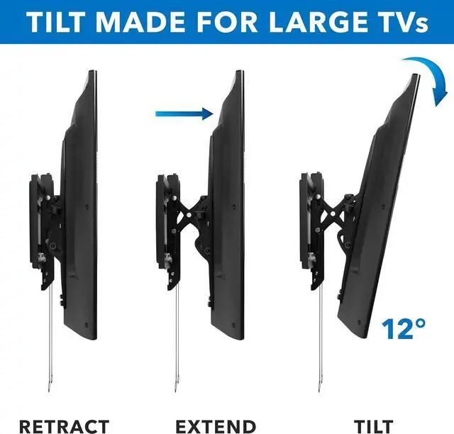 Alt view image 3 of 7 - Mount-It! Advanced Tilt TV Wall Mount | Full Tilting Extendable Mounting Bracket | Fits 37" - 80" Screen | VESA Compatible up to 600x400mm | Perfect Above Fireplace Mounting Bracket