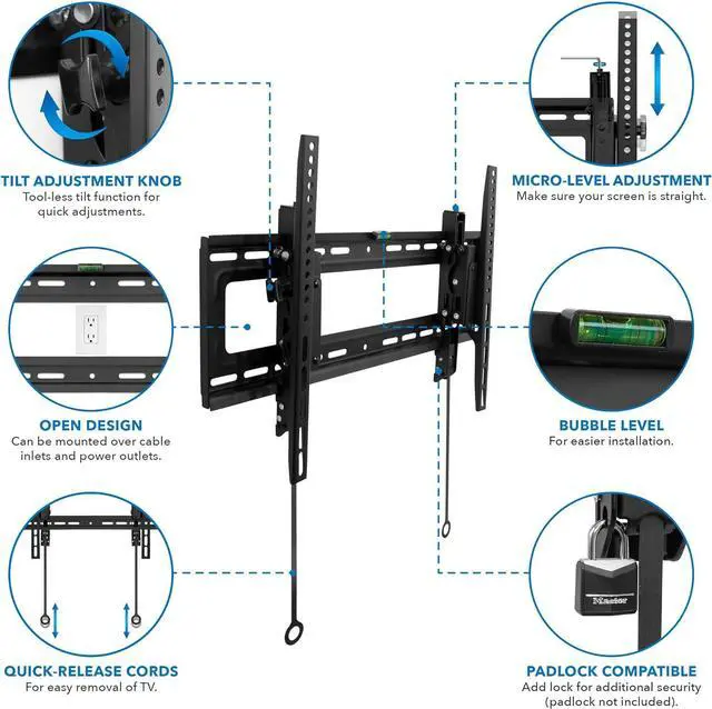 Alt view image 5 of 7 - Mount-It! Advanced Tilt TV Wall Mount | Full Tilting Extendable Mounting Bracket | Fits 37" - 80" Screen | VESA Compatible up to 600x400mm | Perfect Above Fireplace Mounting Bracket