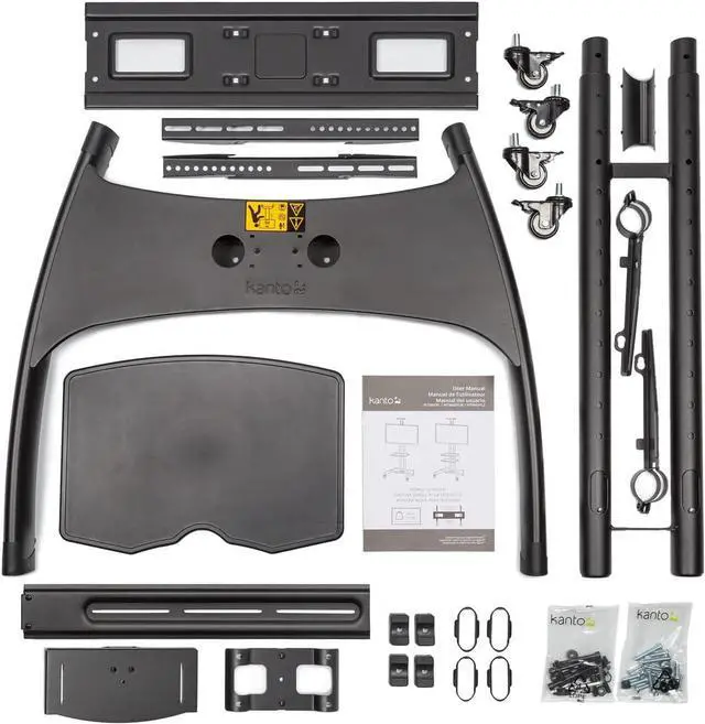 Alt view image 7 of 7 - Kanto MTM65PL Height Adjustable Mobile TV Stand with Adjustable Shelf for 37-inch to 65-inch TVs | Supports up to 80 lb (36 kg) Total | Integrated Cable Management | Black