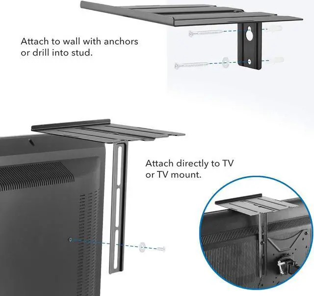 Alt view image 4 of 7 - Mount-It! TV Shelf - Wall Mounted | Floating TV Shelf [6.6 lbs] | Dual Installation - Wall or TV
