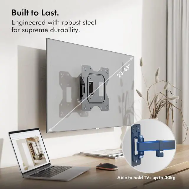Alt view image 2 of 6 - VonHaus by Designer Habitat Cantilever TV Wall Mount Swivel Bracket for LCD Plasma TV (13 - 37") to Fit All VESA 75mm & 100mm + Extension Plates for Wider Spacings - New Slim Design