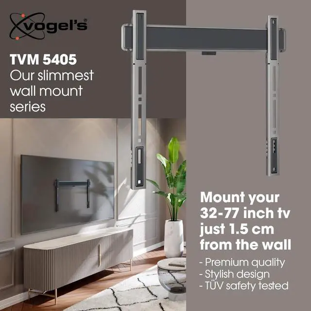 Alt view image 2 of 7 - Vogel's TVM 5405 Extremely Flat TV Wall Bracket for 32-77 inch TVs, Max. 165 lbs, TV Bracket max. VESA 400x400, Universally Compatible, Distance to The Wall only 0.59 inch