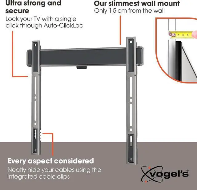 Alt view image 3 of 7 - Vogel's TVM 5405 Extremely Flat TV Wall Bracket for 32-77 inch TVs, Max. 165 lbs, TV Bracket max. VESA 400x400, Universally Compatible, Distance to The Wall only 0.59 inch
