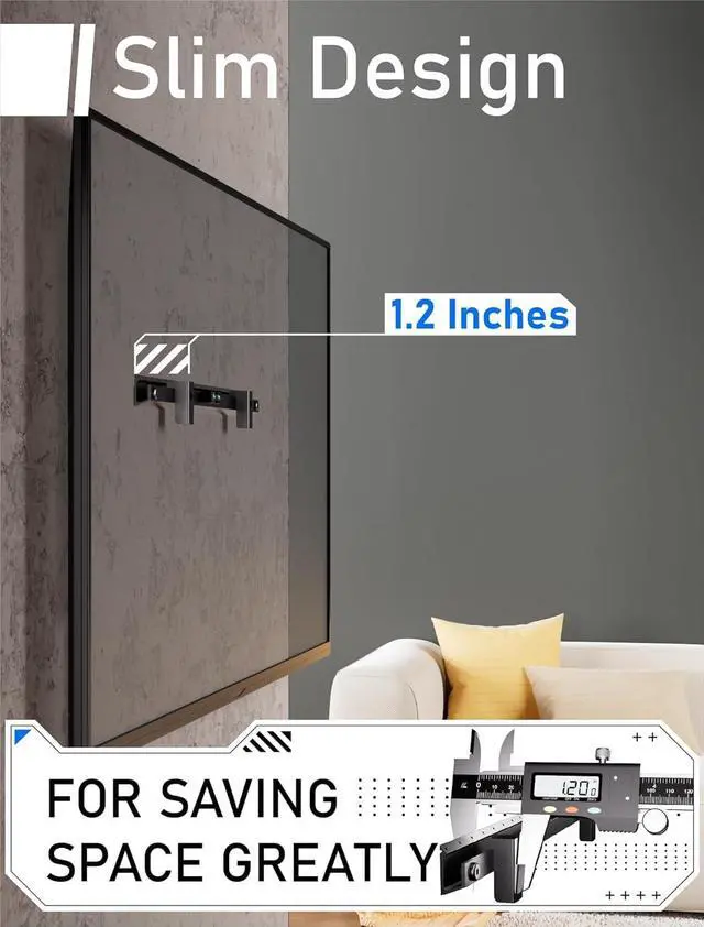 Alt view image 3 of 7 - No Stud TV Wall Mount,No Drill TV Mount for 22-55 in,Drywall Studless TV Wall Mount with Clear Instructions,Low Profile Hangsmart TV Mount with Sturdy Design,Easy to Install for Bedroom,Living Room