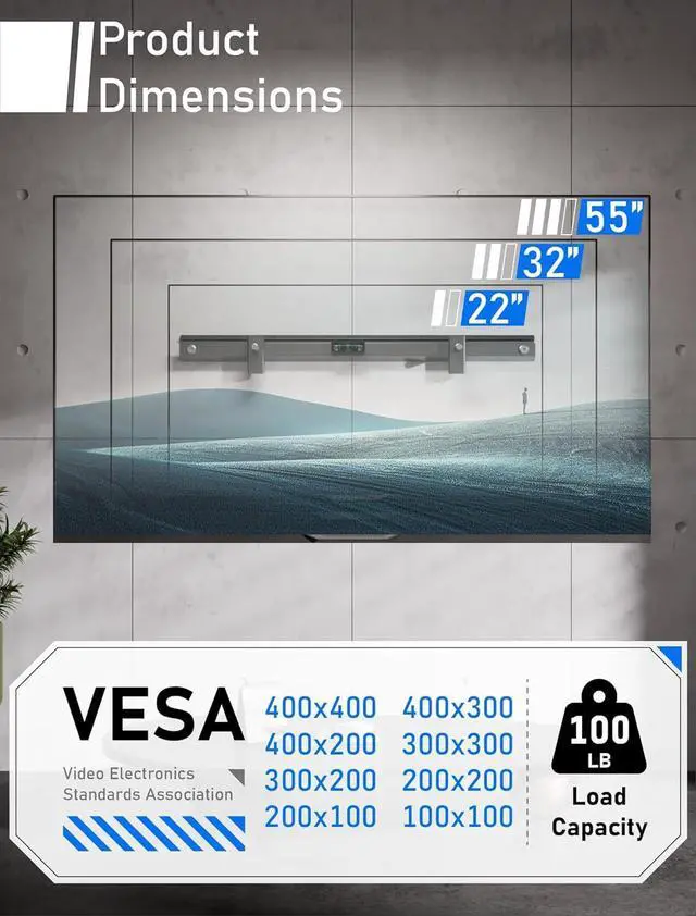 Alt view image 6 of 7 - No Stud TV Wall Mount,No Drill TV Mount for 22-55 in,Drywall Studless TV Wall Mount with Clear Instructions,Low Profile Hangsmart TV Mount with Sturdy Design,Easy to Install for Bedroom,Living Room