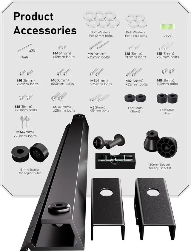 Alt view image 7 of 7 - No Stud TV Wall Mount,No Drill TV Mount for 22-55 in,Drywall Studless TV Wall Mount with Clear Instructions,Low Profile Hangsmart TV Mount with Sturdy Design,Easy to Install for Bedroom,Living Room