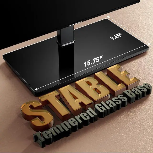 Alt view image 4 of 7 - Perlegear Universal Swivel TV Stand with Power Outlet, Tabletop TV Stand for 3260,65 Inch TVs up to 88 lbs, Tempered Glass TV Mount Stand Base with Height Adjustment, Tilt, Max VESA 400x400mm,PGTVS27