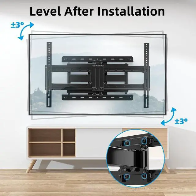 Alt view image 4 of 7 - HOME VISION TV Wall Mount Full Motion for Most 32-84 inch TVs up to132lbs, TV Mount Swivel and Tilt with Dual Articulating Arms, TV Mount Wall Bracket Max VESA 600x400mm, Fits 12/16" Wood Stud