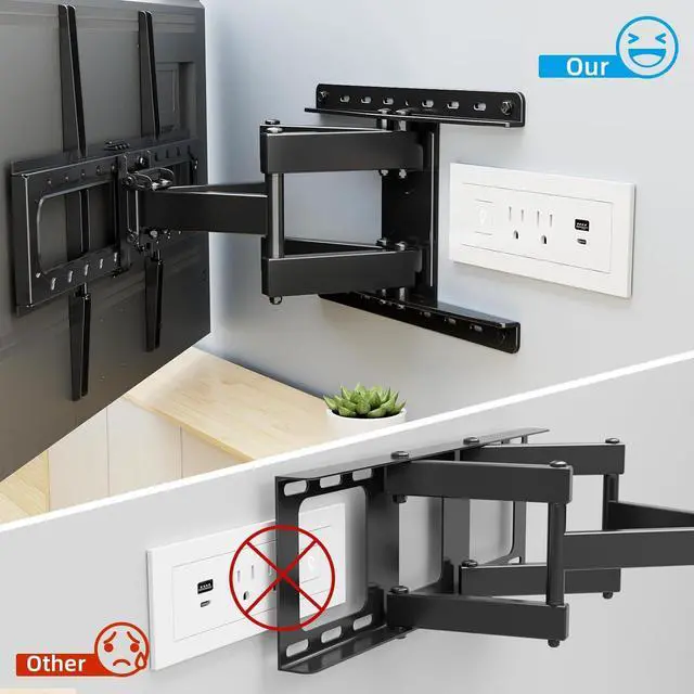 Alt view image 7 of 7 - HOME VISION TV Wall Mount Full Motion for Most 32-84 inch TVs up to132lbs, TV Mount Swivel and Tilt with Dual Articulating Arms, TV Mount Wall Bracket Max VESA 600x400mm, Fits 12/16" Wood Stud