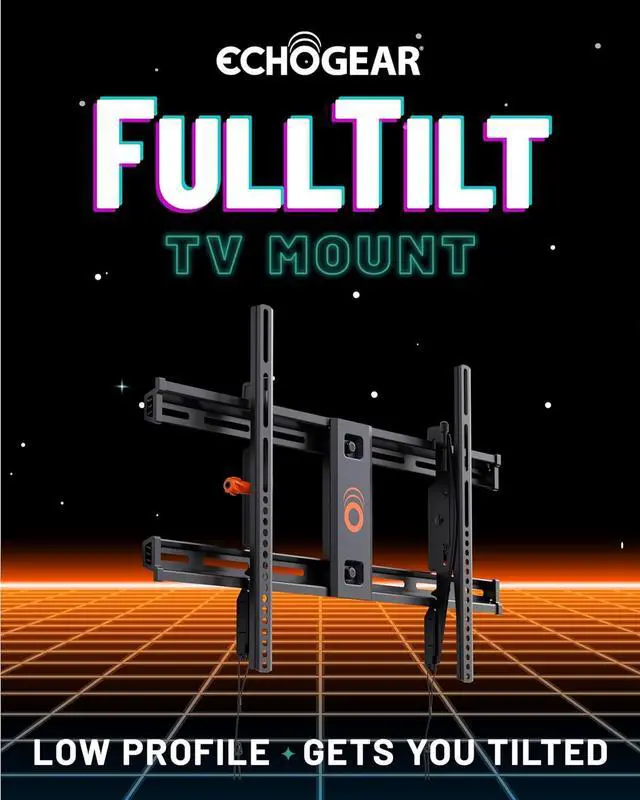 Alt view image 2 of 7 - ECHOGEAR Wall Mount TV Bracket for TVs Up to 90" - Low Profile Design Tilts to Eliminate Glare - Includes Drilling Template & Can Be Leveled After Install - UL Listed for Safety