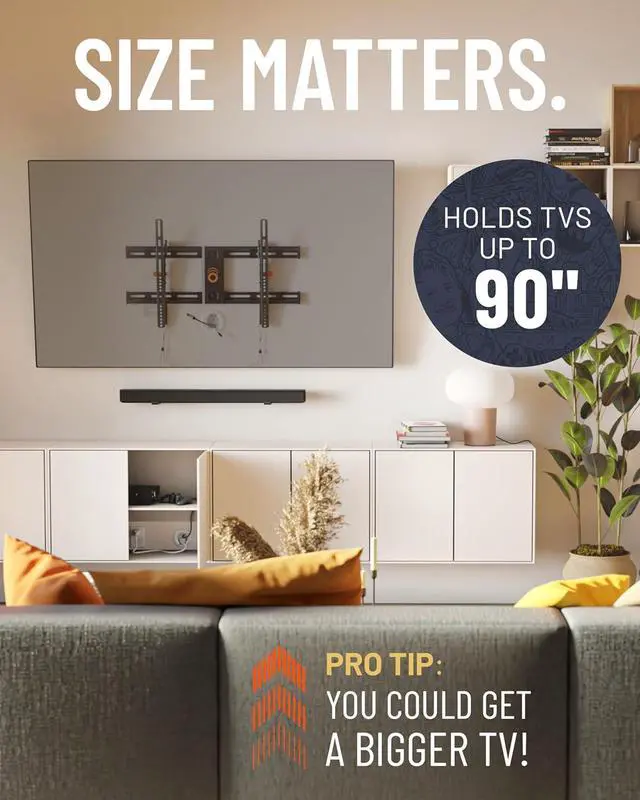 Alt view image 4 of 7 - ECHOGEAR Wall Mount TV Bracket for TVs Up to 90" - Low Profile Design Tilts to Eliminate Glare - Includes Drilling Template & Can Be Leveled After Install - UL Listed for Safety