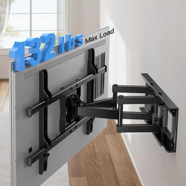 Alt view image 2 of 7 - Pipishell Full Motion TV Wall Mount for Most 37-75 Inch TVs up to 132lbs, Wall Mount TV Bracket Articulating Swivel Tilt Extension Leveling Max VESA 600x400mm Fits 12/16" Wood Stud, PILFK1