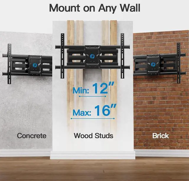 Alt view image 4 of 7 - Pipishell Full Motion TV Wall Mount for Most 37-75 Inch TVs up to 132lbs, Wall Mount TV Bracket Articulating Swivel Tilt Extension Leveling Max VESA 600x400mm Fits 12/16" Wood Stud, PILFK1