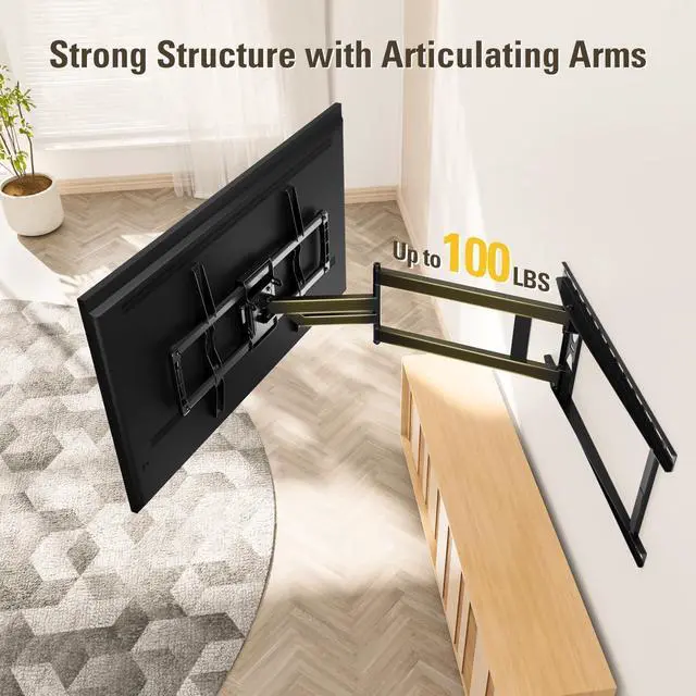 Alt view image 2 of 7 - Mounting Dream Long Arm TV Wall Mount for 37-75 Inch TV, Corner TV Wall Mount with 32 Long Extension, Full Motion TV Mount Swivel & Tilt, Fits Max VESA 600x400mm,100 lbs, 16,18,24 Studs MD2285-LA