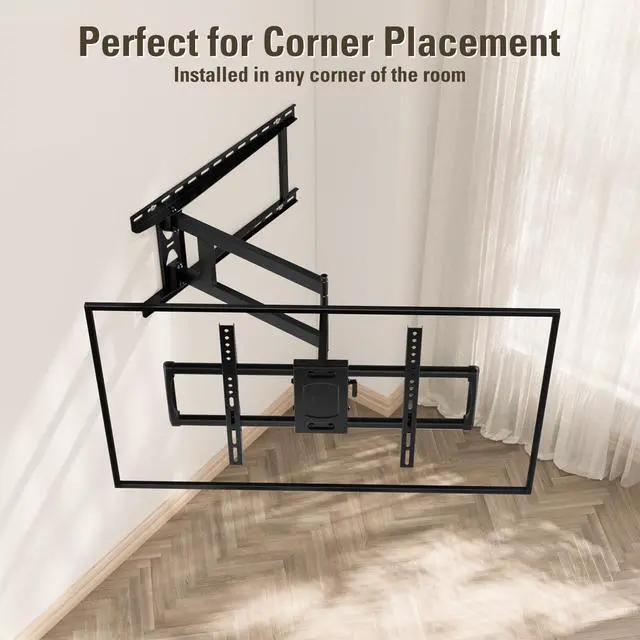 Alt view image 4 of 7 - Mounting Dream Long Arm TV Wall Mount for 37-75 Inch TV, Corner TV Wall Mount with 32 Long Extension, Full Motion TV Mount Swivel & Tilt, Fits Max VESA 600x400mm,100 lbs, 16,18,24 Studs MD2285-LA