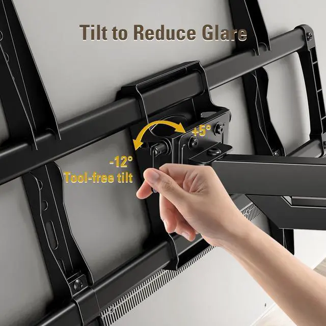 Alt view image 6 of 7 - Mounting Dream Long Arm TV Wall Mount for 37-75 Inch TV, Corner TV Wall Mount with 32 Long Extension, Full Motion TV Mount Swivel & Tilt, Fits Max VESA 600x400mm,100 lbs, 16,18,24 Studs MD2285-LA