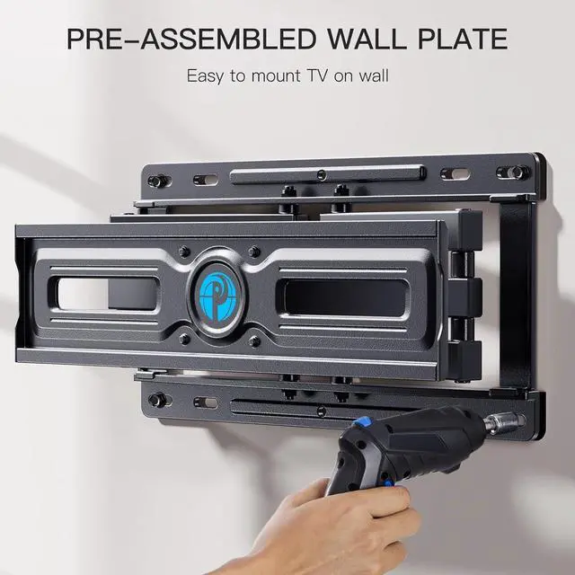 Alt view image 2 of 7 - Pipishell TV Wall Mount, Full Motion Wall Mount with Dual Arms, Swivel, Extension for 26-65 inch Flat or Curved TVs up to 99 lbs, Max VESA 400x400mm, 3 Bracket Heights, Fits 12/16 Wood Studs, PIMF4