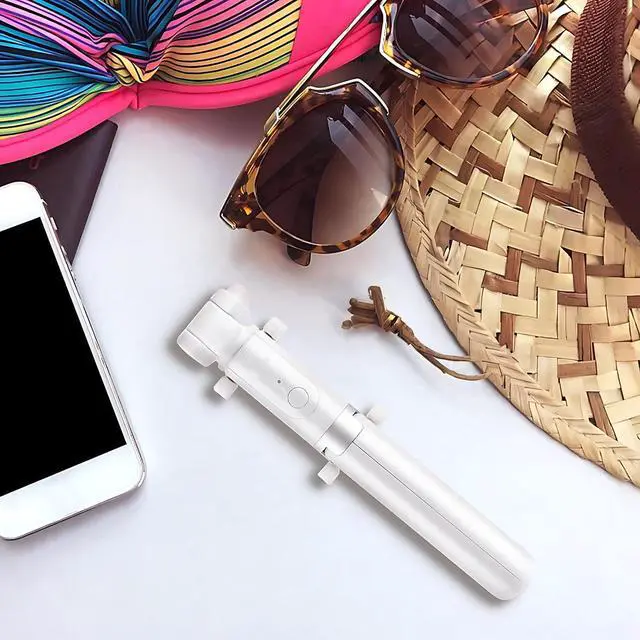 Alt view image 7 of 7 - Selfie Stick Tripod with Wireless Remote Controller Pouch Extendable Adjustable Stand Mount Light-Weight V-Log Compatible with All Apple iPhone, Samsung Galaxy (White)