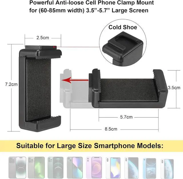 Alt view image 2 of 7 - Universal Ergonomic Anti-Falling Cell Phone Smartphone Hand Grip Stabilizer w/Safety Strap, Portable Selfie Stick Handheld Vlogging Holder Mount for 60-85mm Width iPhone Samsung Tracfone Android