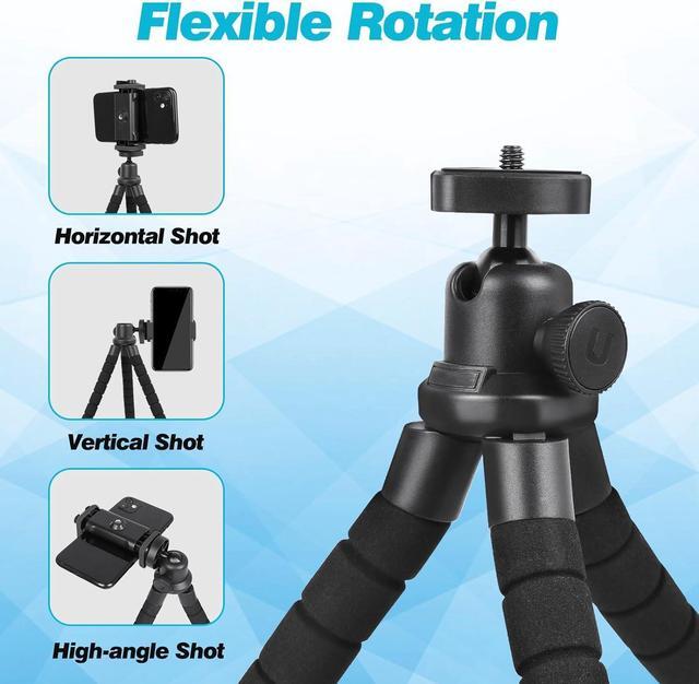 Alt view image 2 of 6 - Phone Tripod, Portable and Flexible Tripod with Wireless Remote and Clip, Cell Phone Tripod Stand for Video Recording(Black)