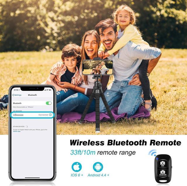 Alt view image 4 of 6 - Phone Tripod, Portable and Flexible Tripod with Wireless Remote and Clip, Cell Phone Tripod Stand for Video Recording(Black)