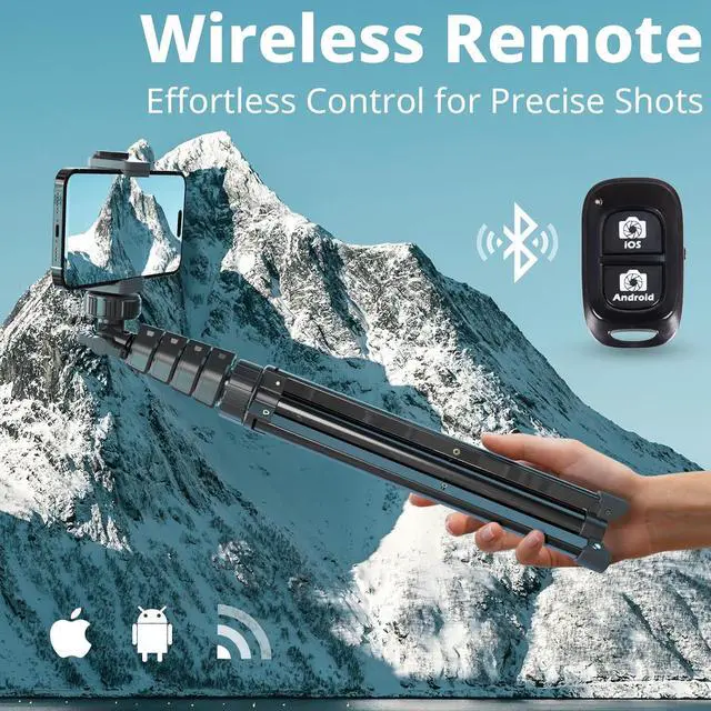Alt view image 4 of 6 - UBeesize 67" Phone Tripod & Selfie Stick, Camera Tripod Stand with Wireless Remote and Phone Holder,Compatible with iPhone Android Phone, Perfect for Selfies/Video Recording/Live Streaming Black